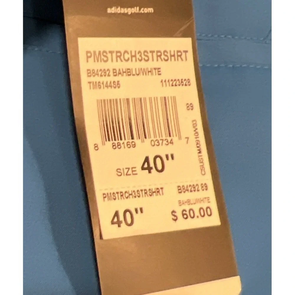 New $60 Adidas Climalite 3 Stripe‎ Blue Golf Shorts Pockets Logo B84292 Size 40